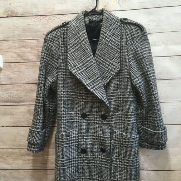 EXCELLENT CONDITION VINTAGE ALORNA HERRINGBONE MAXI COAT IN 100% WOOL - Picture 2 of 10